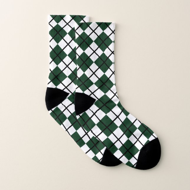 Athlétisme Hunter Green and White Argyle (Paire)