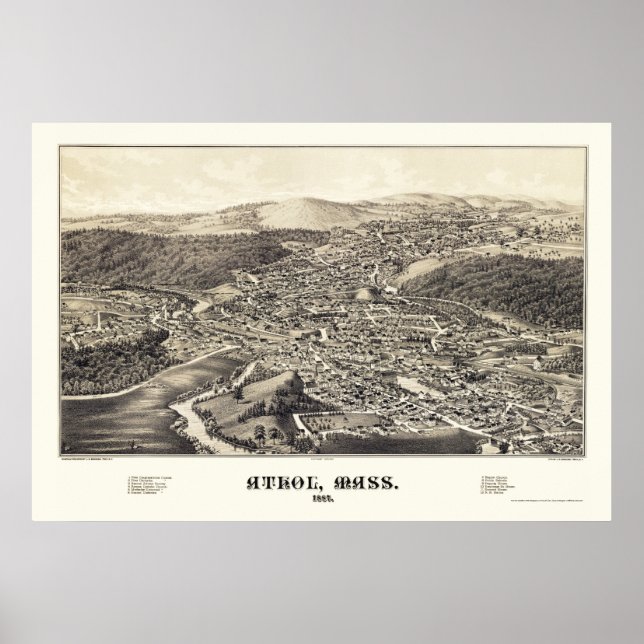 Athol, MA Panoramic Map - 1887 Poster (Front)