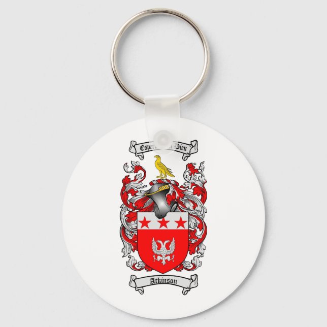 ATKINSON FAMILY CREST -  ATKINSON COAT OF ARMS KEYCHAIN (Front)