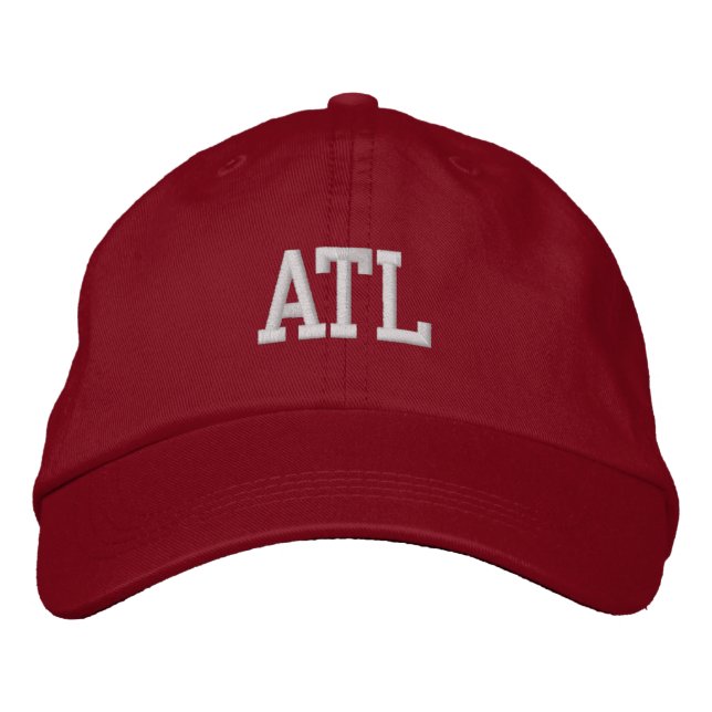 ATL "Atlanta" Monogram White and Red Embroidered Hat (Front)