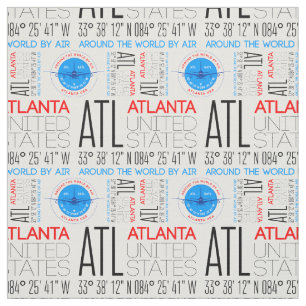 ATL, Atlanta Travel The World By Air Pattern Fabric