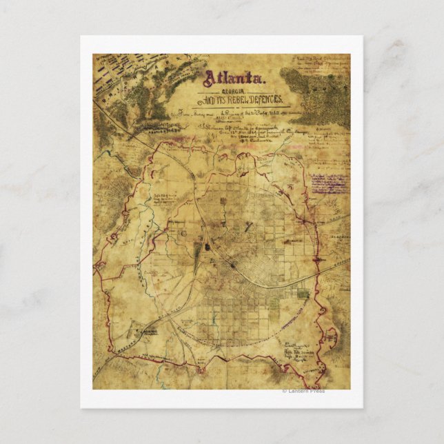 Atlanta Campaign - Civil War Panoramic Map 2 Postcard (Front)