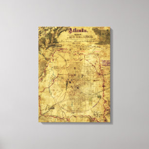 Atlanta Campaign - Civil War Panoramic Map Canvas Print