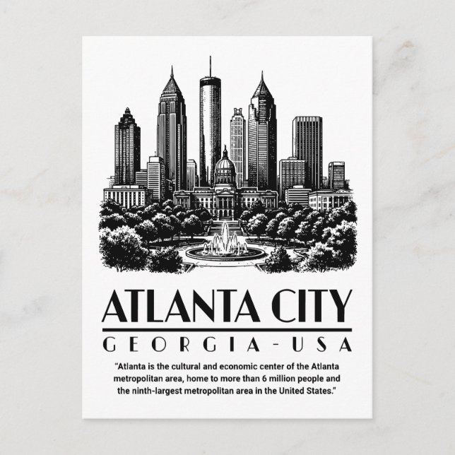Atlanta City Georgia USA Postcard (Front)