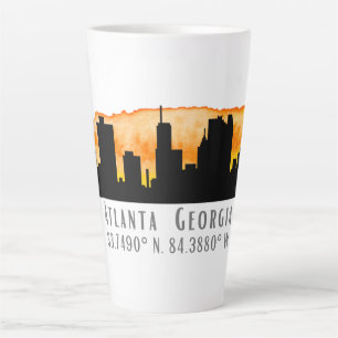 Atlanta City Skyline Map Coordinates  Latte Mug