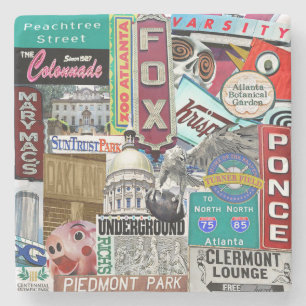 Atlanta Collage Coaster, Retro Atlanta, Atlanta  S Stone Coaster