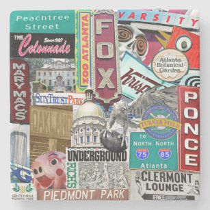 Atlanta Collage Coaster, Retro Atlanta, Atlanta   Stone Coaster