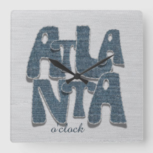 Atlanta Denim Letter Wall Clock