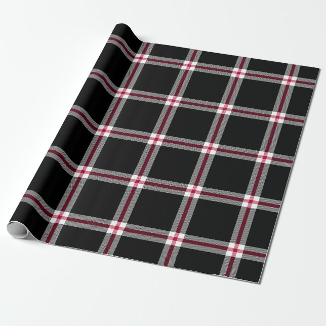 Atlanta Football Plaid Wrapping Paper (Unrolled)