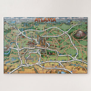 Atlanta Fun Map Jigsaw Puzzle