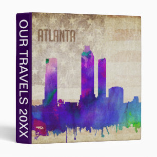 Atlanta, GA Watercolor City Skyline Binder