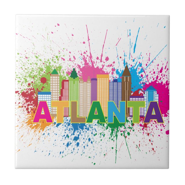 Atlanta Georgia Abstract Skyline Illustration Tile (Front)