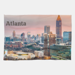 Atlanta, Georgia Beautiful Sunset City View Kitchen Towel
