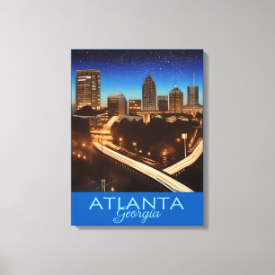 Atlanta Georgia Blue and Gold Evening Poster Canv Canvas Print