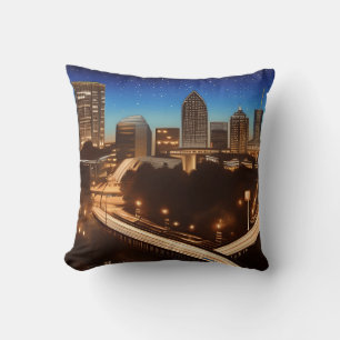 Atlanta Georgia Blue and Gold Evening  Throw Pillow