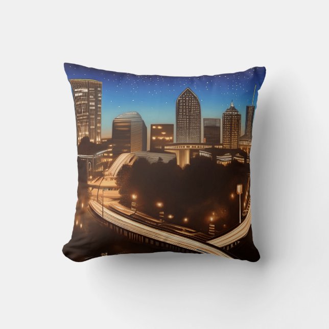 Atlanta Georgia Blue and Gold Evening  Throw Pillow (Front)