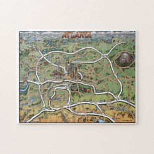 Atlanta Georgia Cartoon Map Puzzle