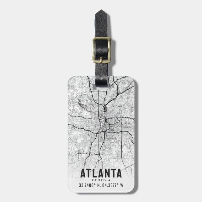 Atlanta, Georgia City Map Topography Luggage Tag (Front Vertical)