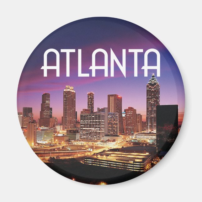 Atlanta, Georgia city skyline at night Magnet (Front)