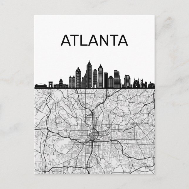 Atlanta Georgia City Skyline avec carte (Devant)