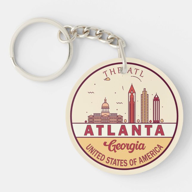 Atlanta Georgia City Skyline Emblem Keychain (Front)