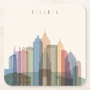 Atlanta, Georgia   City Skyline Square Paper Coaster