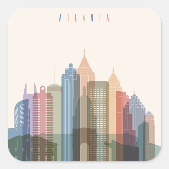 Atlanta, Georgia | City Skyline Square Sticker (Front)