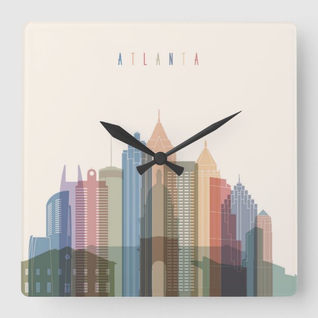 Atlanta, Georgia | City Skyline Square Wall Clock (Front)