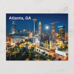 Atlanta, Georgia Downtown Night View Postcard