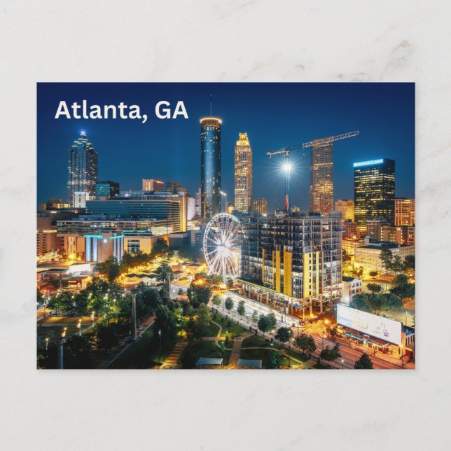 Atlanta, Georgia Downtown Night View  Postcard (Front)