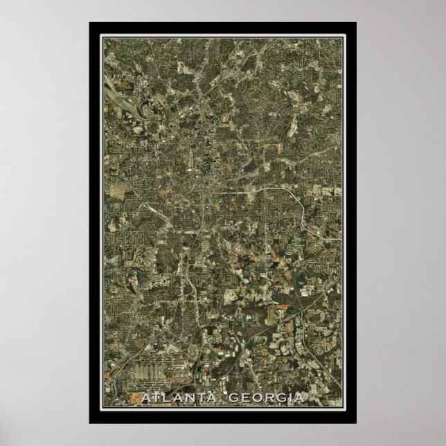 Atlanta Georgia From Space Satellite Map Poster (Front)