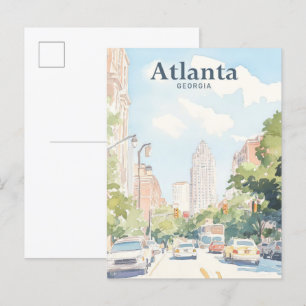 Atlanta Georgia Gouache Paint Illustration Travel Postcard