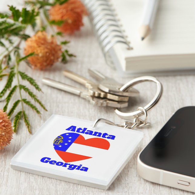 Atlanta Georgia Heart Flag Keychain (Front Right)