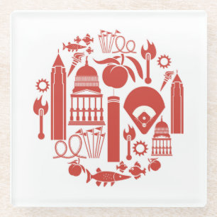 Atlanta Georgia Icons Glass Coaster
