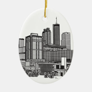 Atlanta Georgia Skyline Art Ceramic Ornament