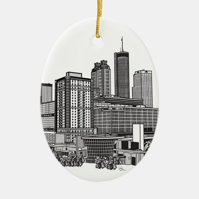Atlanta Georgia Skyline Art Ceramic Ornament (Front)