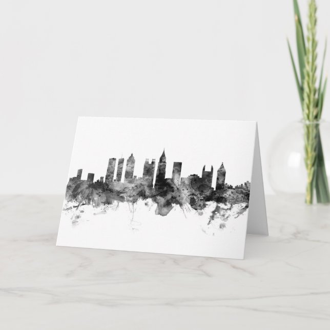 Atlanta Georgia Skyline Black White Card (Front)