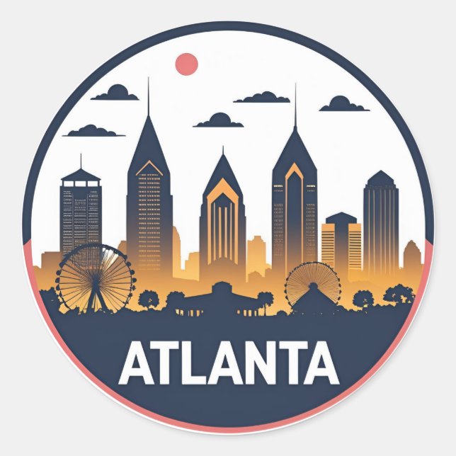 Atlanta Georgia Skyline Classic Round Sticker (Front)