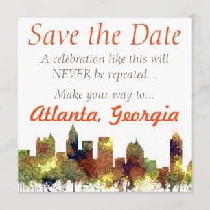 Atlanta Georgia Skyline SG-Safari Buff Save The Date