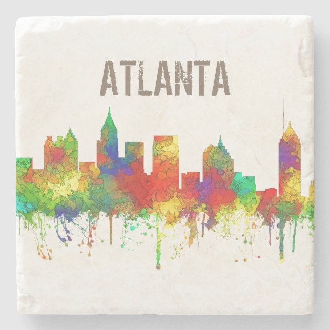 Atlanta Georgia Skyline-SG Stone Coaster (Front)