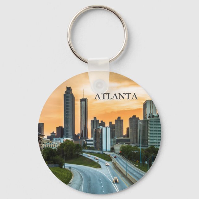 Atlanta, Georgia Sunset City Downtown View   Keychain (Front)