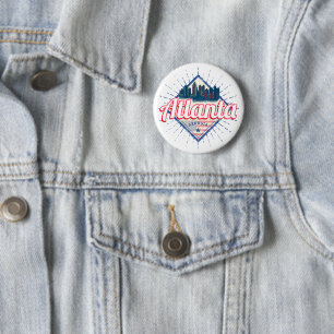 Atlanta Georgia United States Retro Skyline 2 Inch Round Button