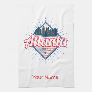 Atlanta Georgia United States Retro Skyline Kitchen Towel