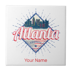 Atlanta Georgia United States Retro Skyline Tile