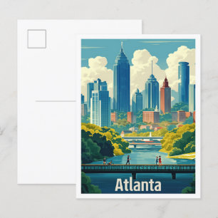 Atlanta Georgia USA Vintage Travel Illustration Postcard