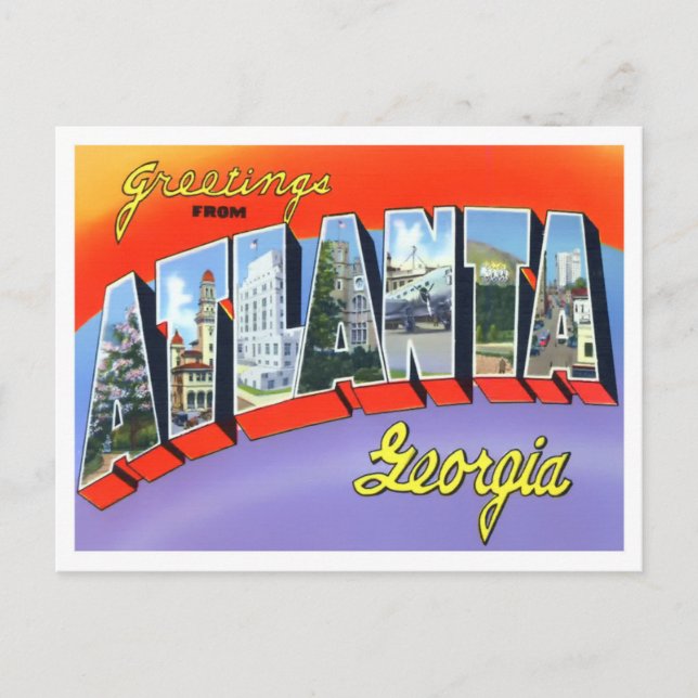 Atlanta, Georgia Vintage Big Letters Postcard (Front)