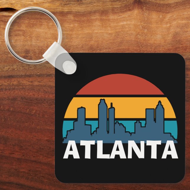 Atlanta Georgia Vintage Sunset Cityscape Keychain (Front)