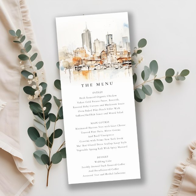 Atlanta Georgia Watercolor Landscape Wedding Menu Invitation (Creator Uploaded)