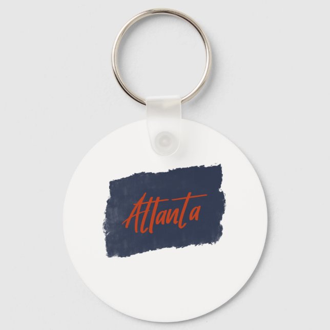 Atlanta Handwritten Red Typography  Keychain (Front)