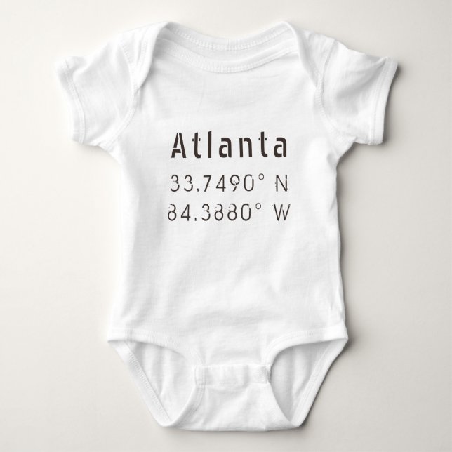 Atlanta Latitude and Longitude Baby Bodysuit (Front)